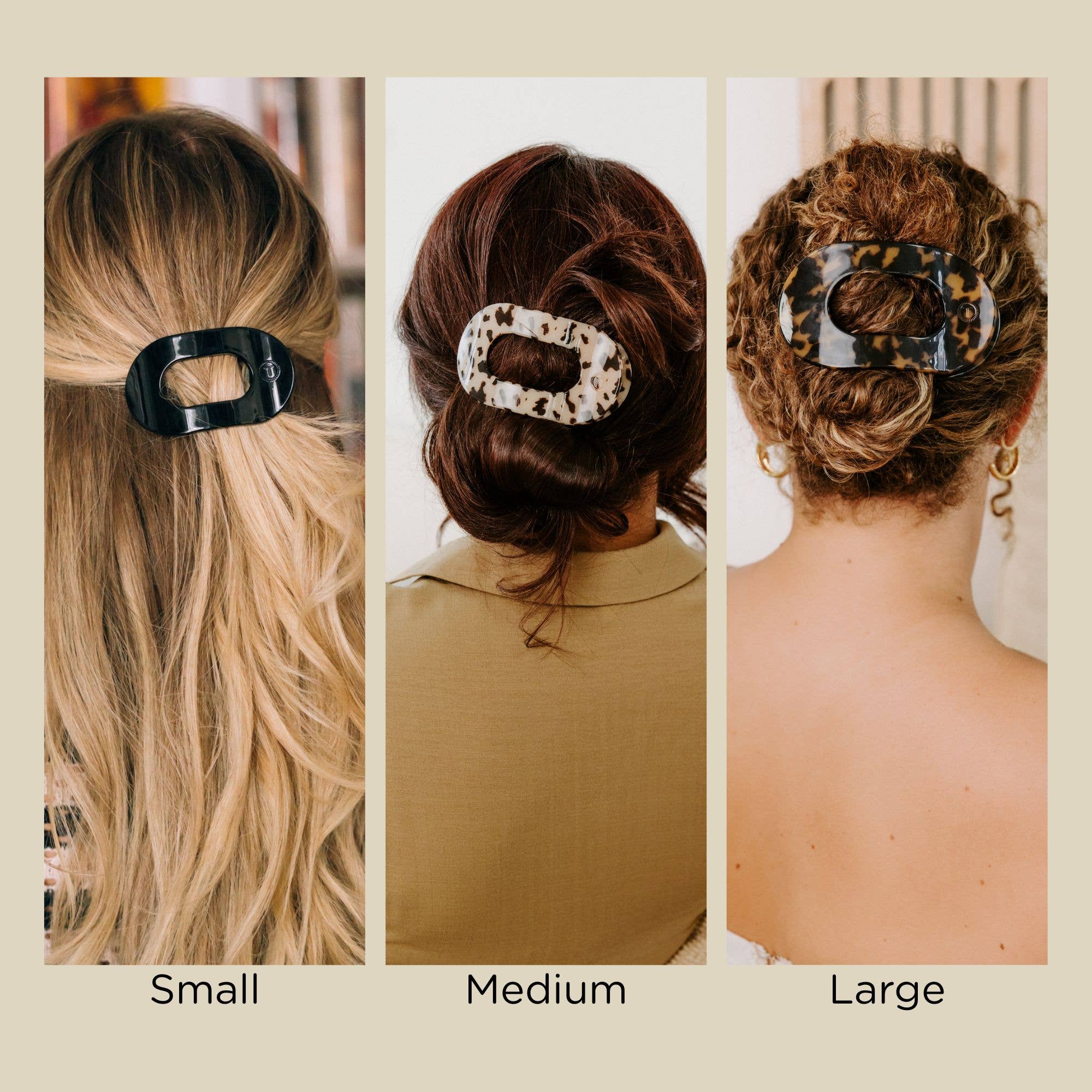 Round Flat Hair Clip | Small | Almond Beige