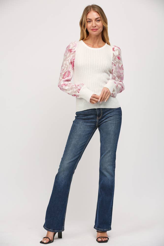 Floral Sleeve Sweater