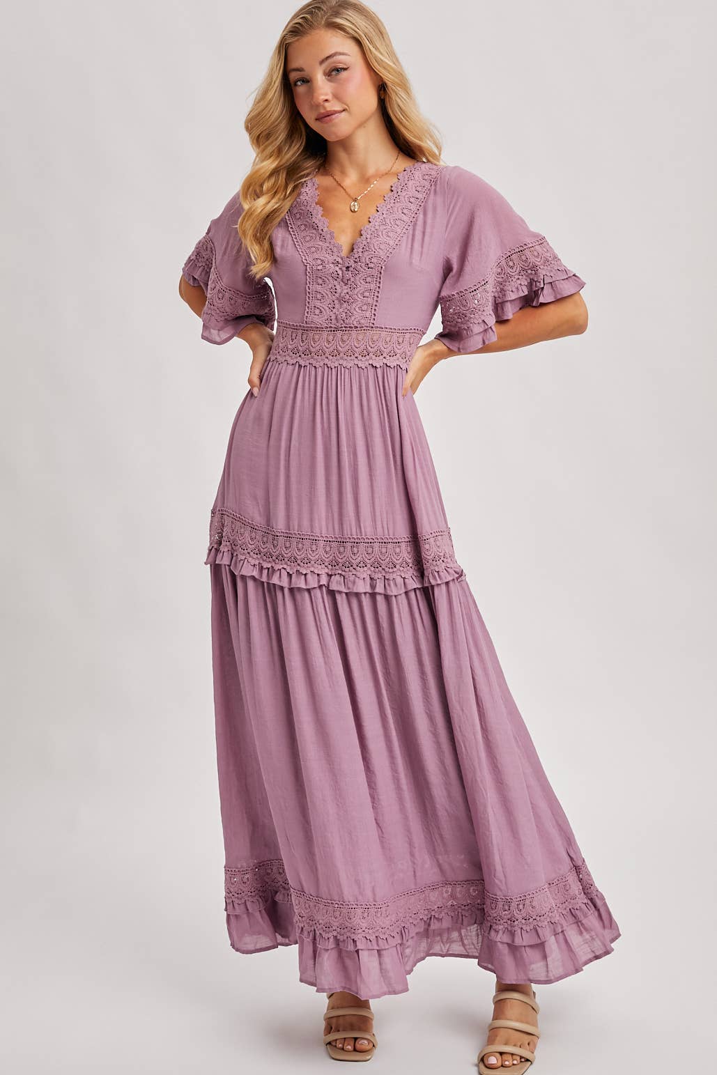 LACE TRIM MAXI DRESS