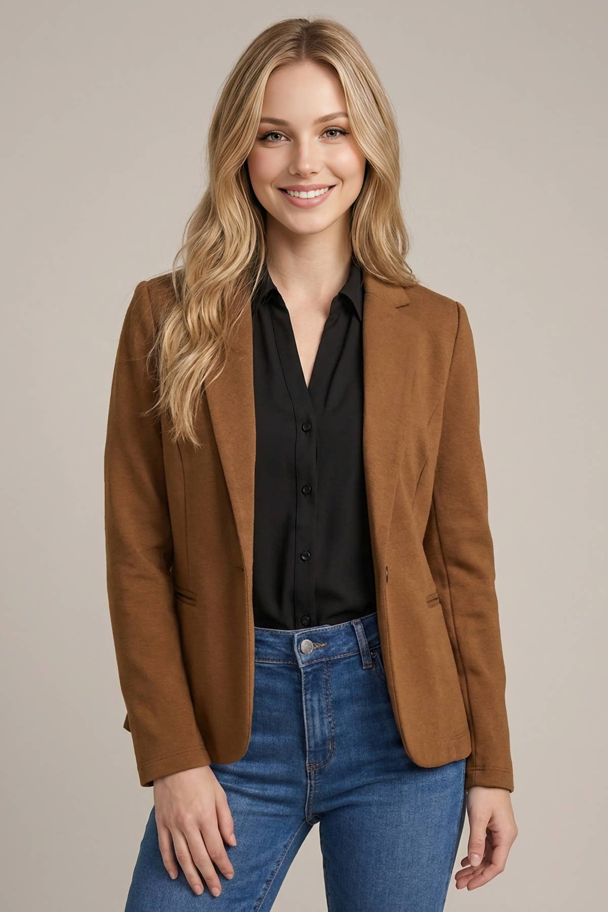Classic Single-Button Tailored Blazer