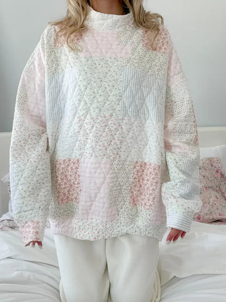 Pastel Quilted Mockneck Sweatshirt - Preorder Ships October