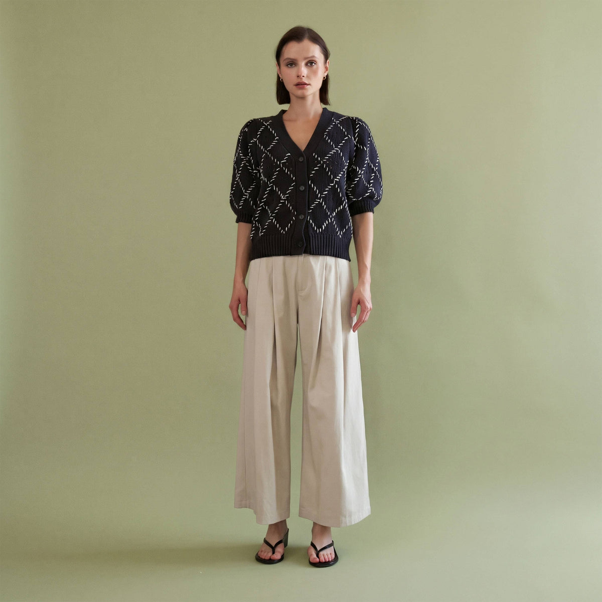 Whipstitch Diamond Cardigan