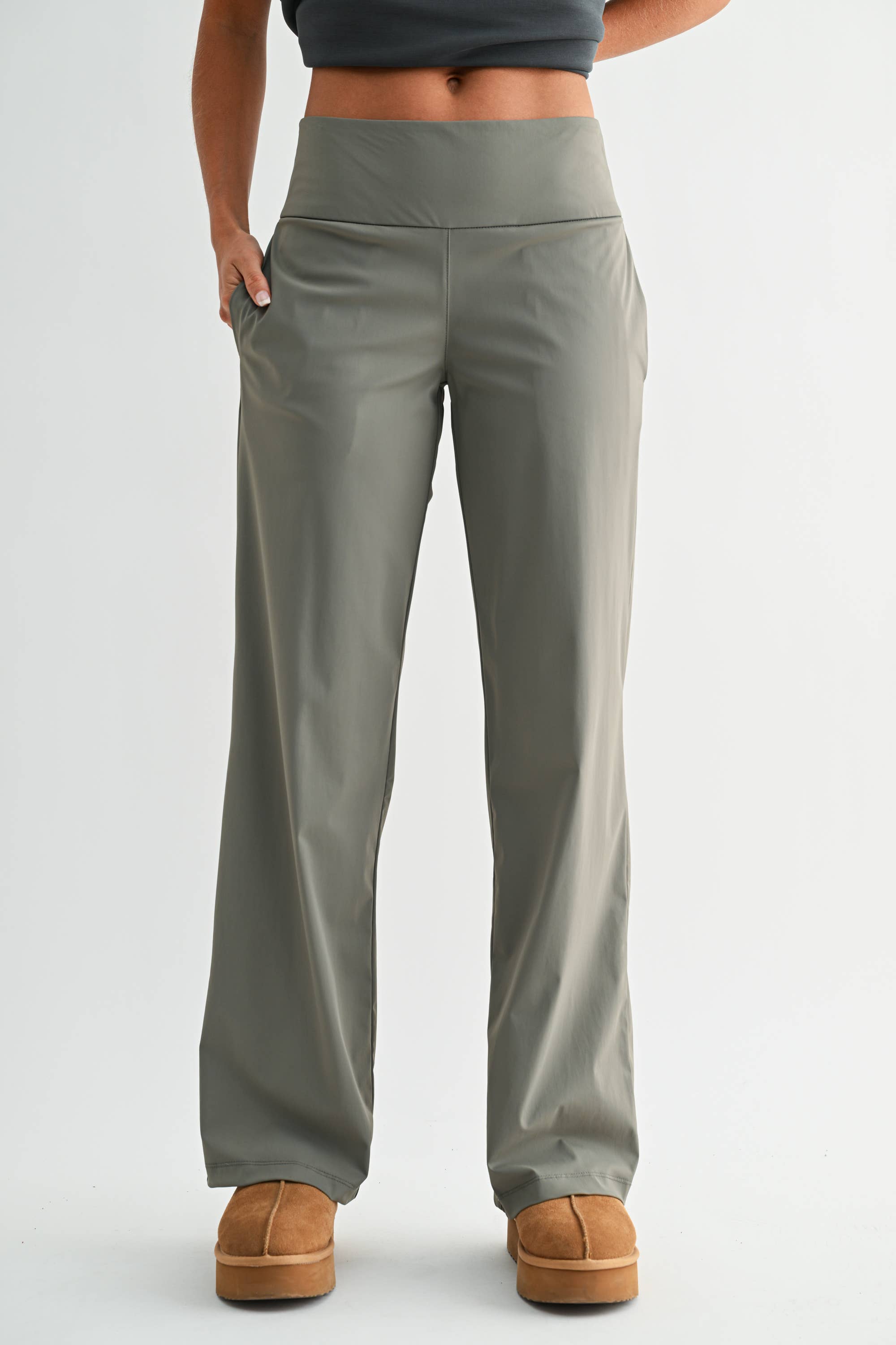 Nylon Blend Tailored Pants
