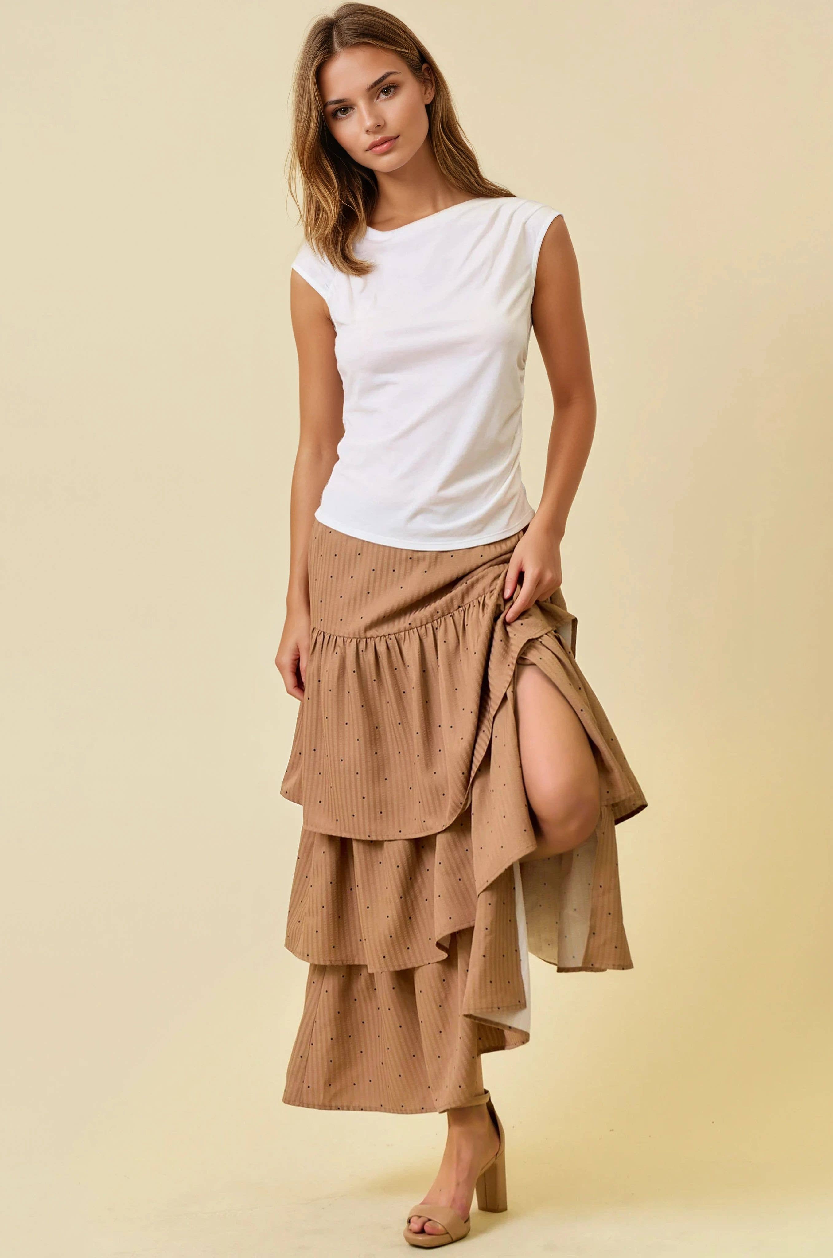 Sheered Knit Cap Sleeve Top