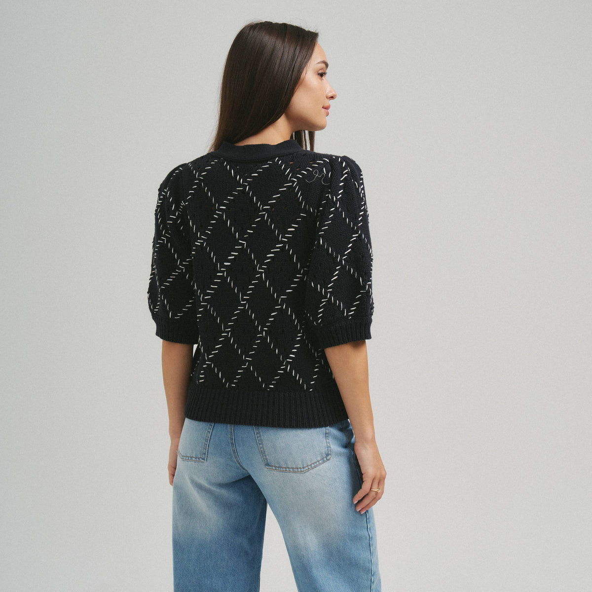 Whipstitch Diamond Cardigan