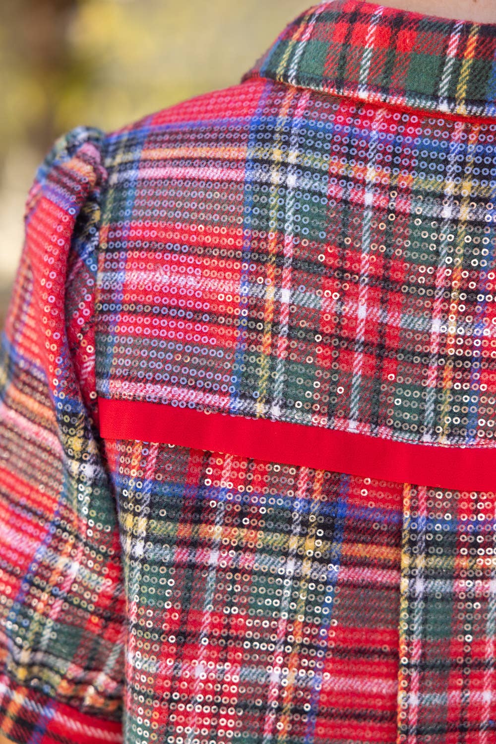 Button Down Plaid Sequins Dress