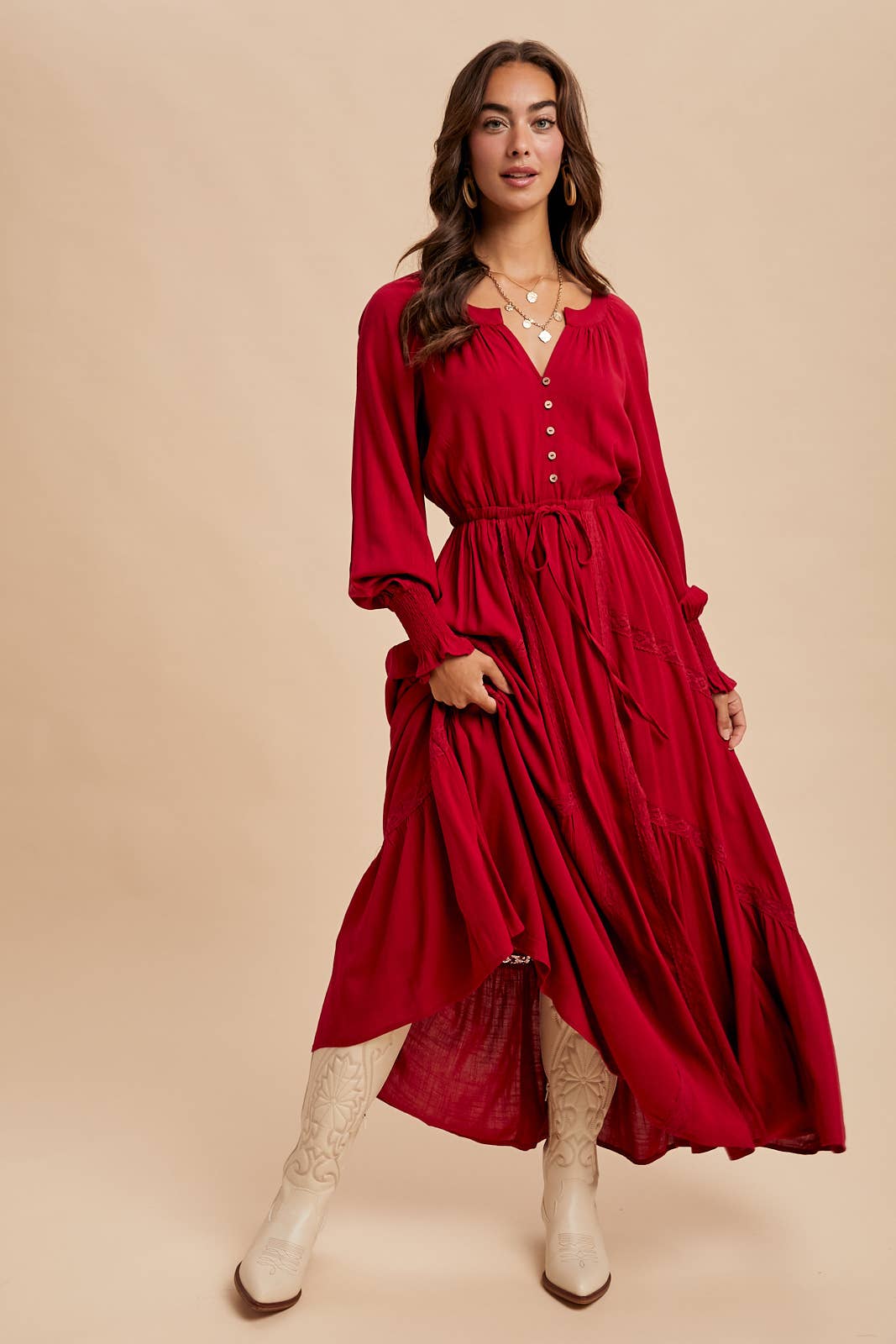 LACE INSET MAXI DRESS