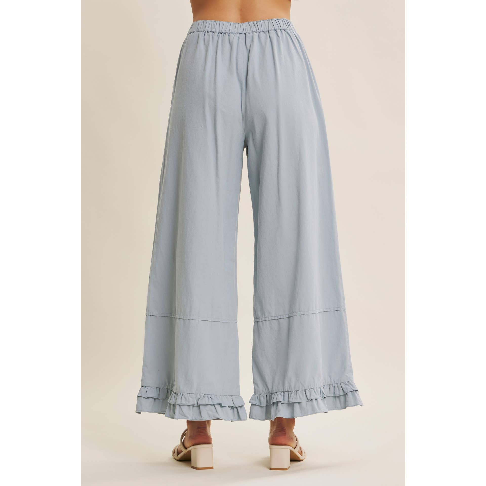 WIDE-LEG PANTS WITH RUFFLES