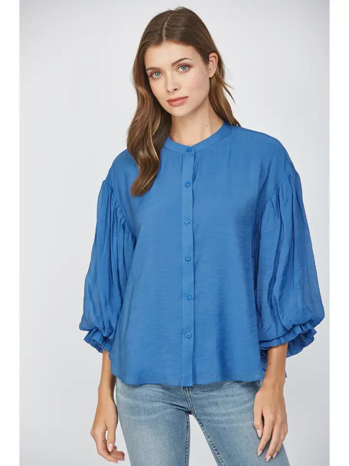 Puff Sleeve Button Down