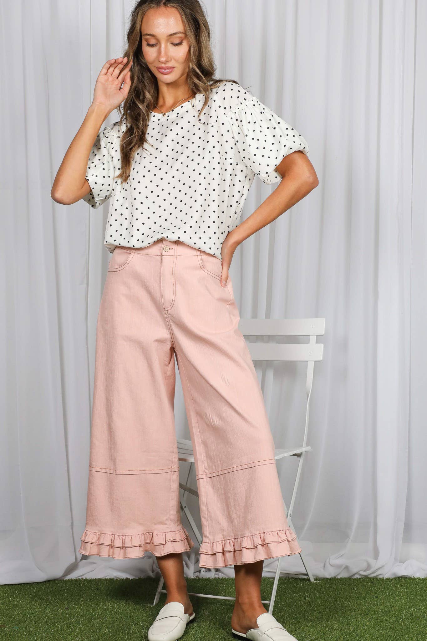 Swiss Dot Puff Sleeves Top