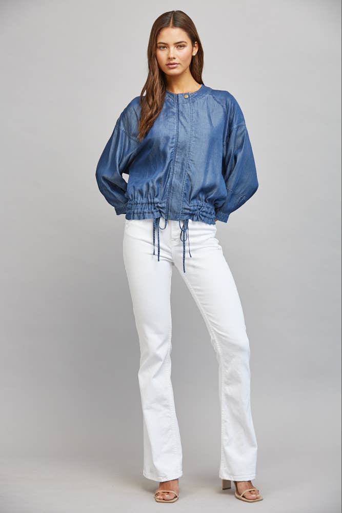 ADJUSTABLE HEM 3/4 SLV TENCEL JACKET FJ74099