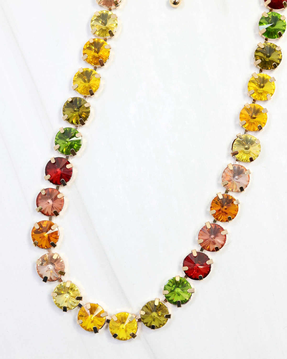 Harper Medium Rhinestone Necklace Olive