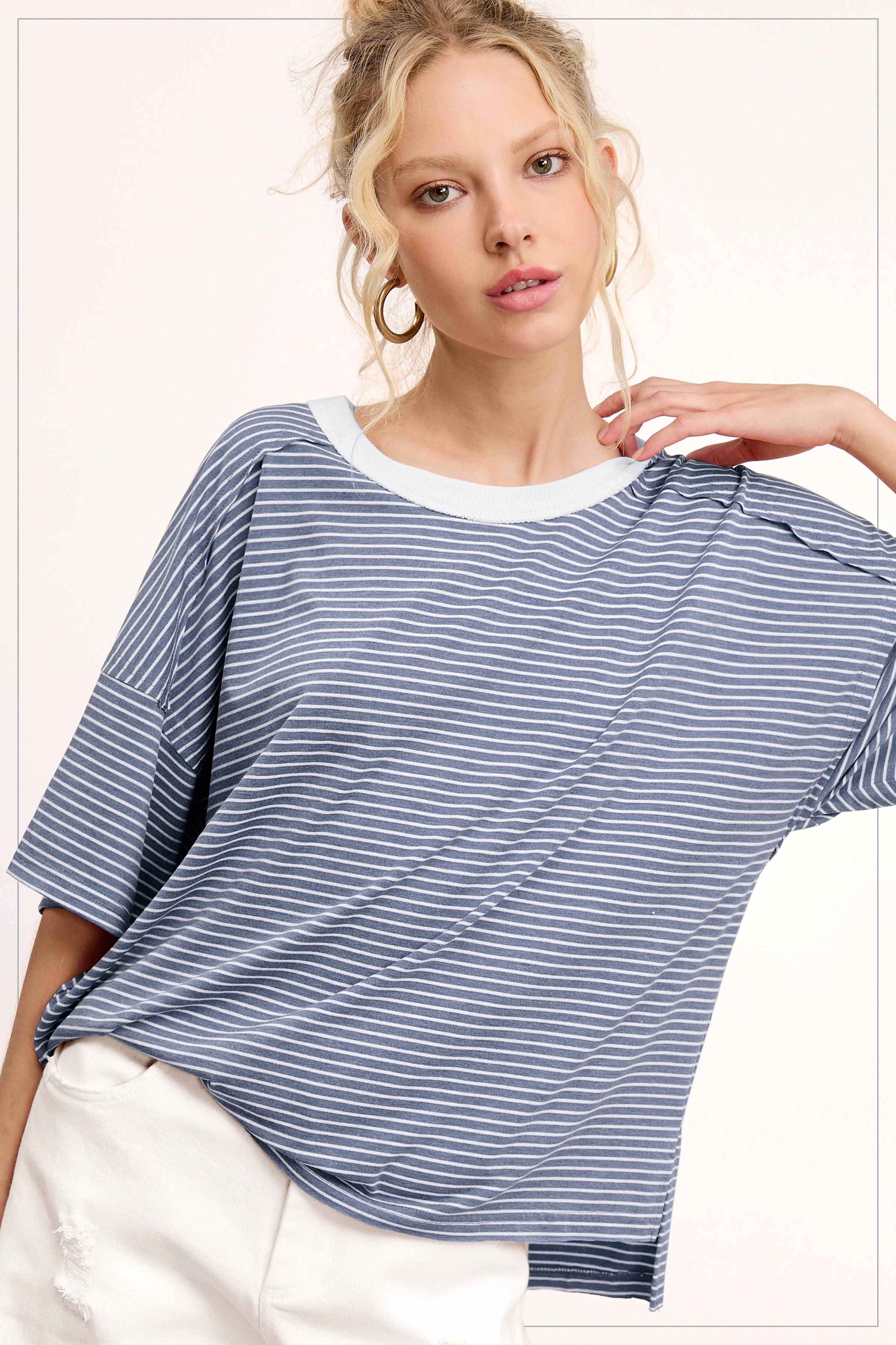 Striped Drop Shoulder Top