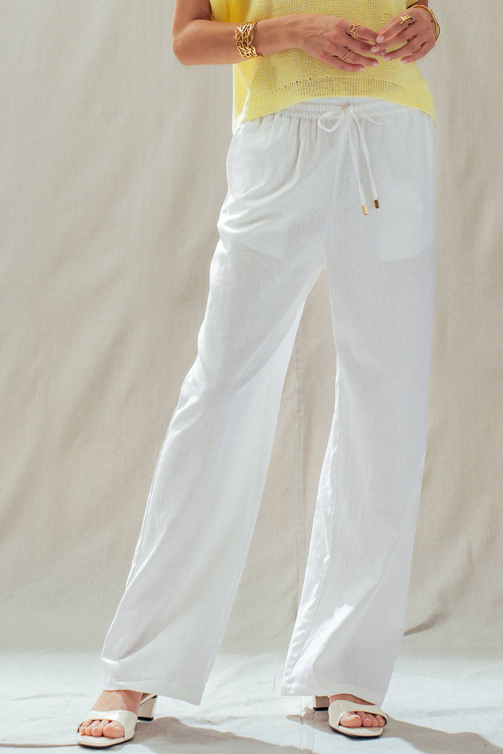 Linen Blend Wide Leg Pants