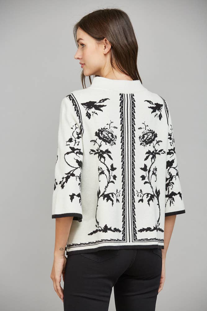 JACQUARD MOCK NECK SWEATER
