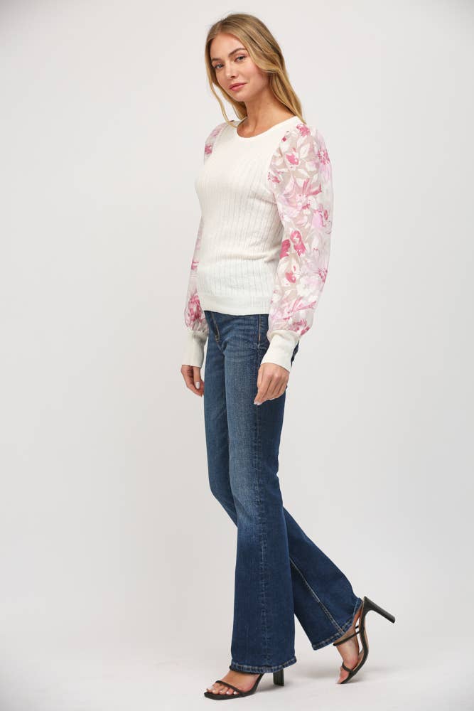 Floral Sleeve Sweater