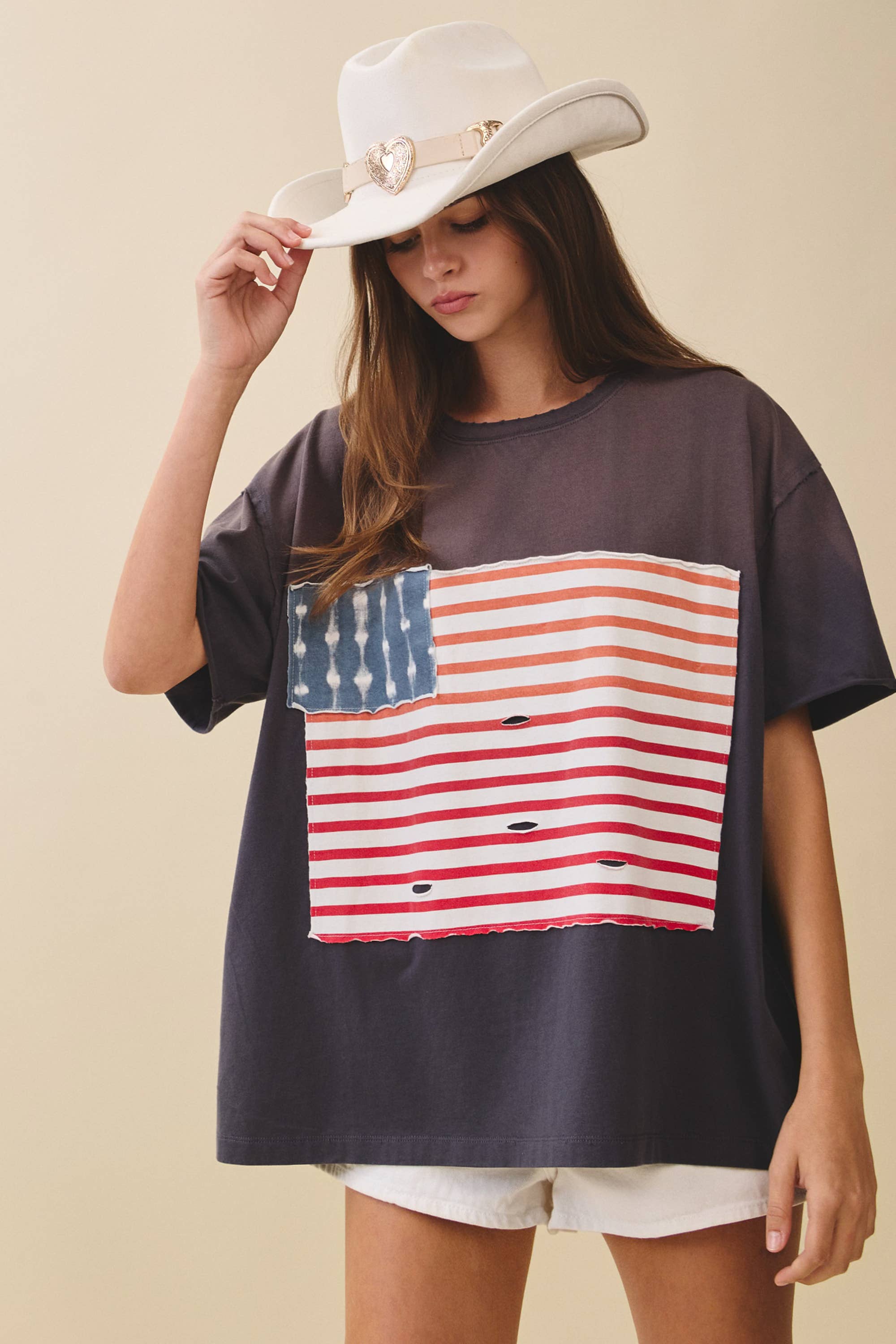 Distressed Flag Patch Tee