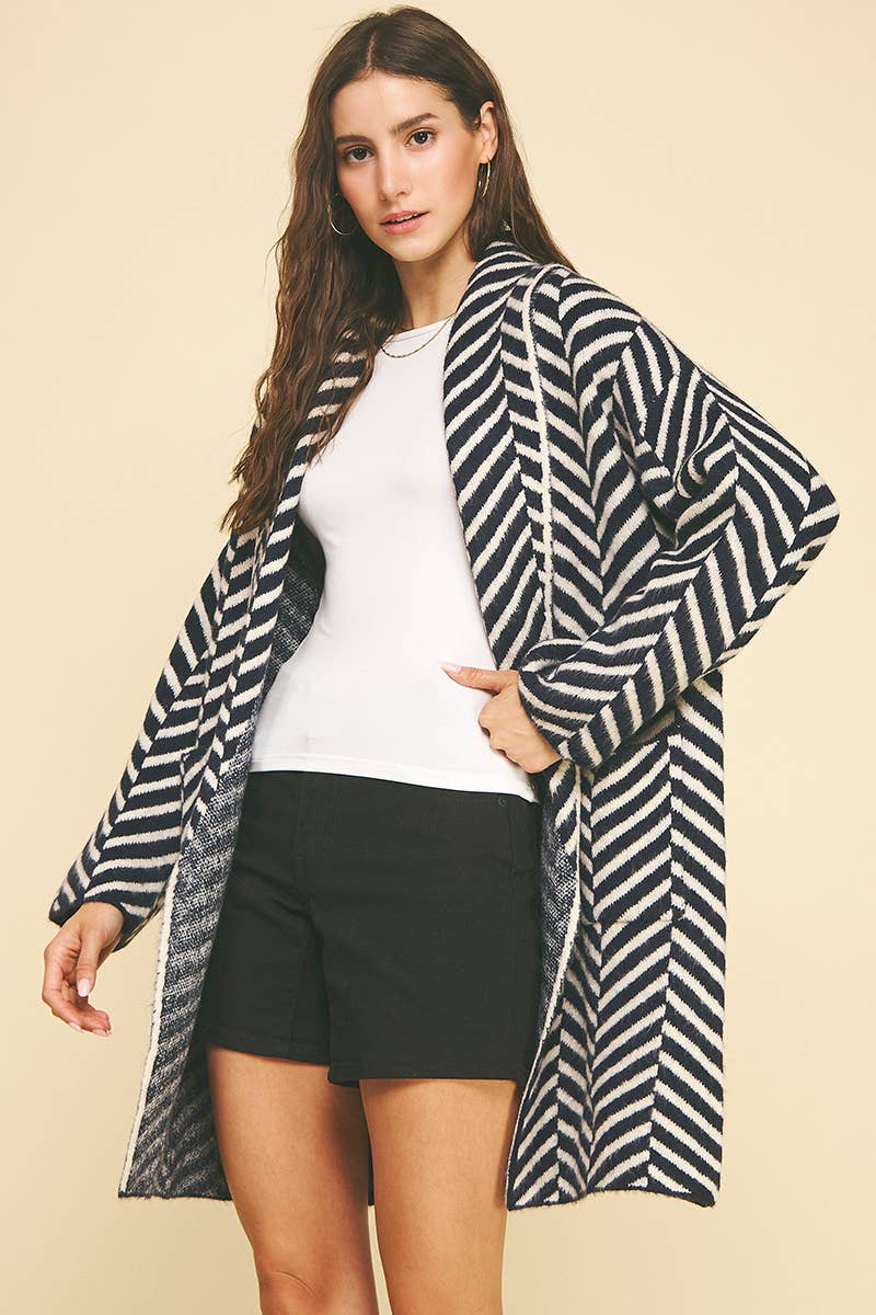DIAGONAL STRIPE CARDIGAN