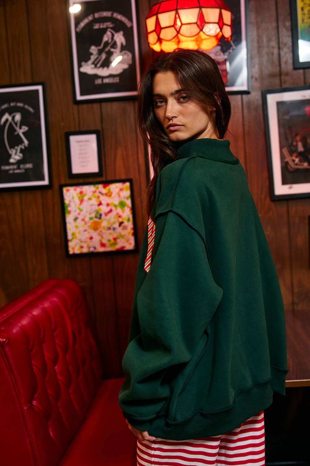 MERRY' Embroidered Mock Neck Sweatshirt