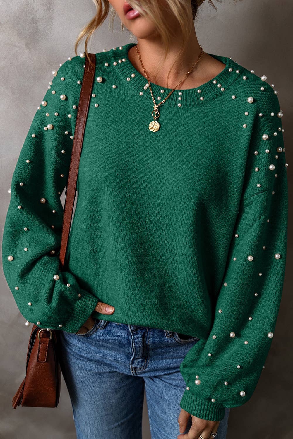 Pearled Round Neck Sweater