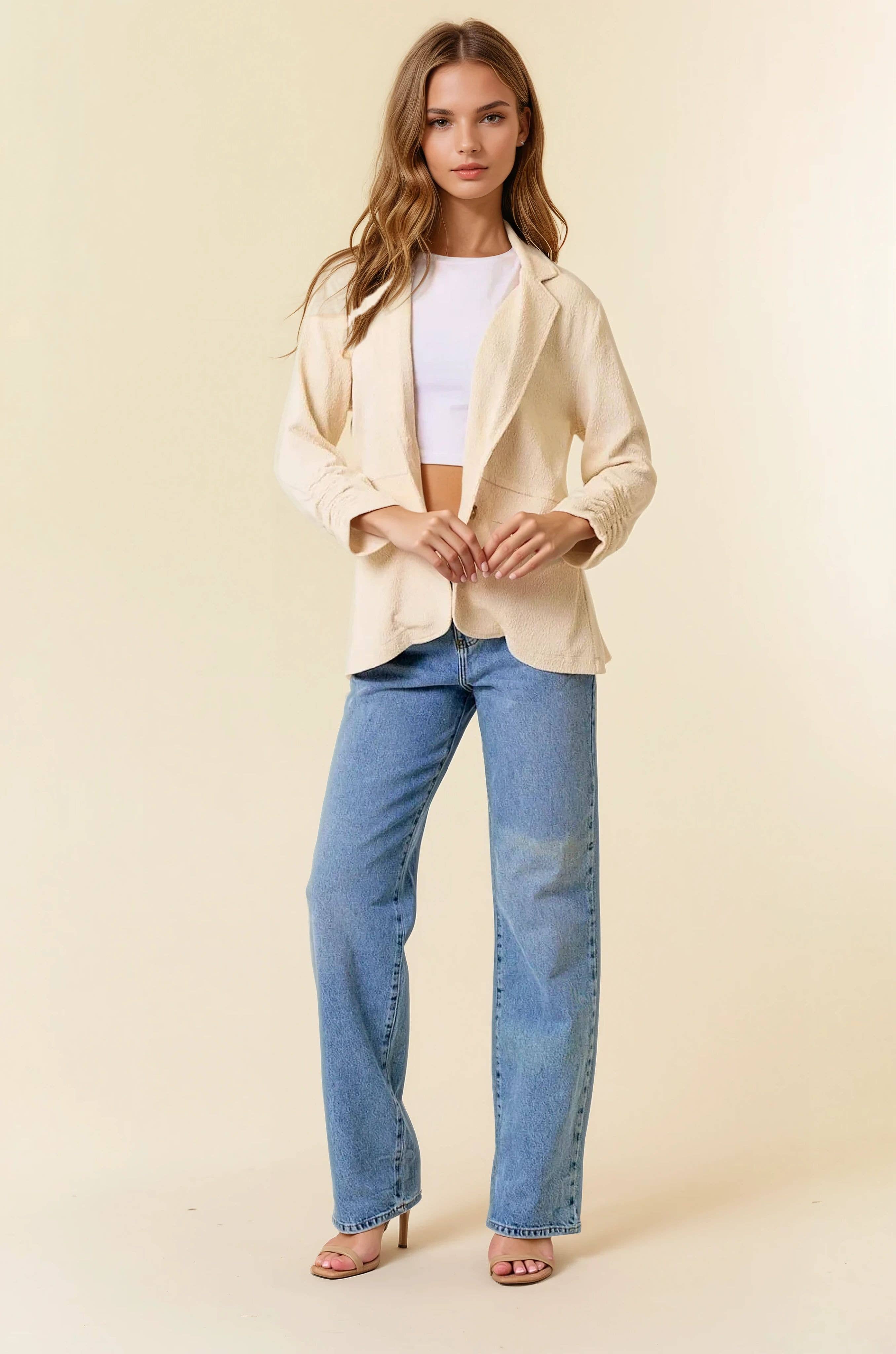 Cinched Sleeve Blazer