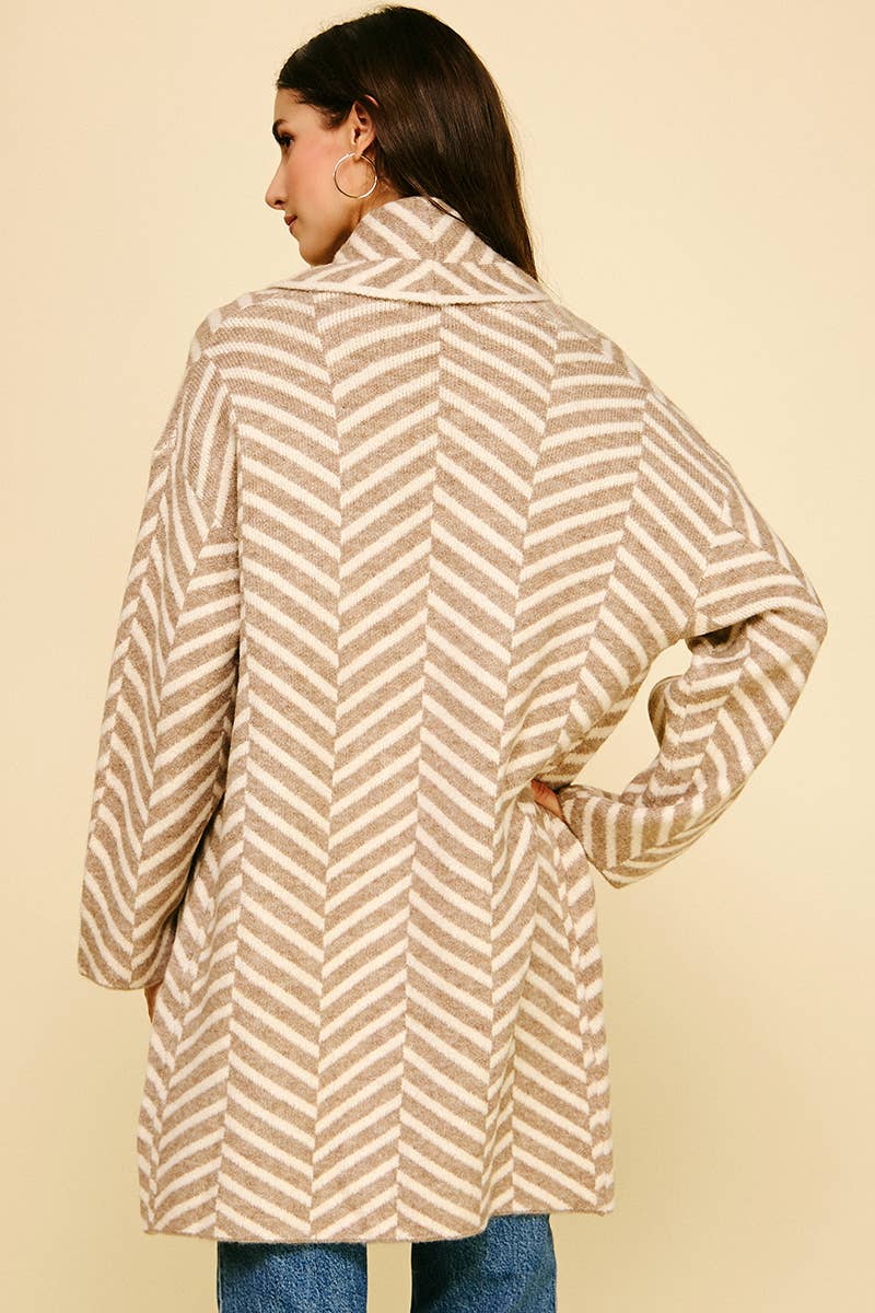 DIAGONAL STRIPE CARDIGAN