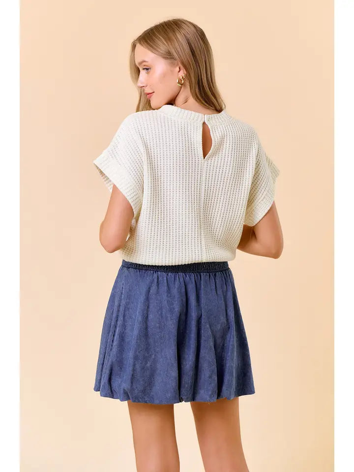 Cotton Waffle Dolman Top