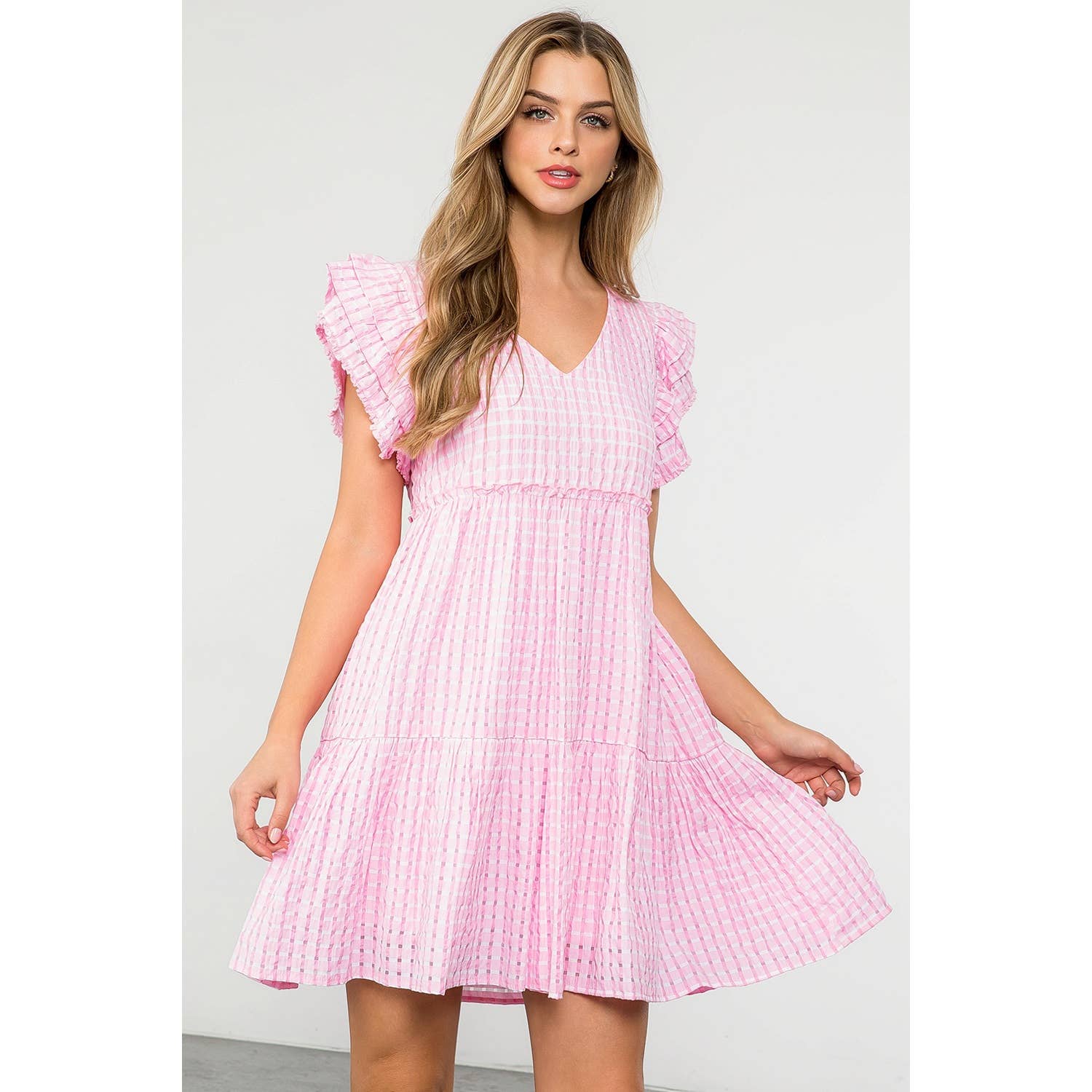 Flutter Sleeve Stripe Dress