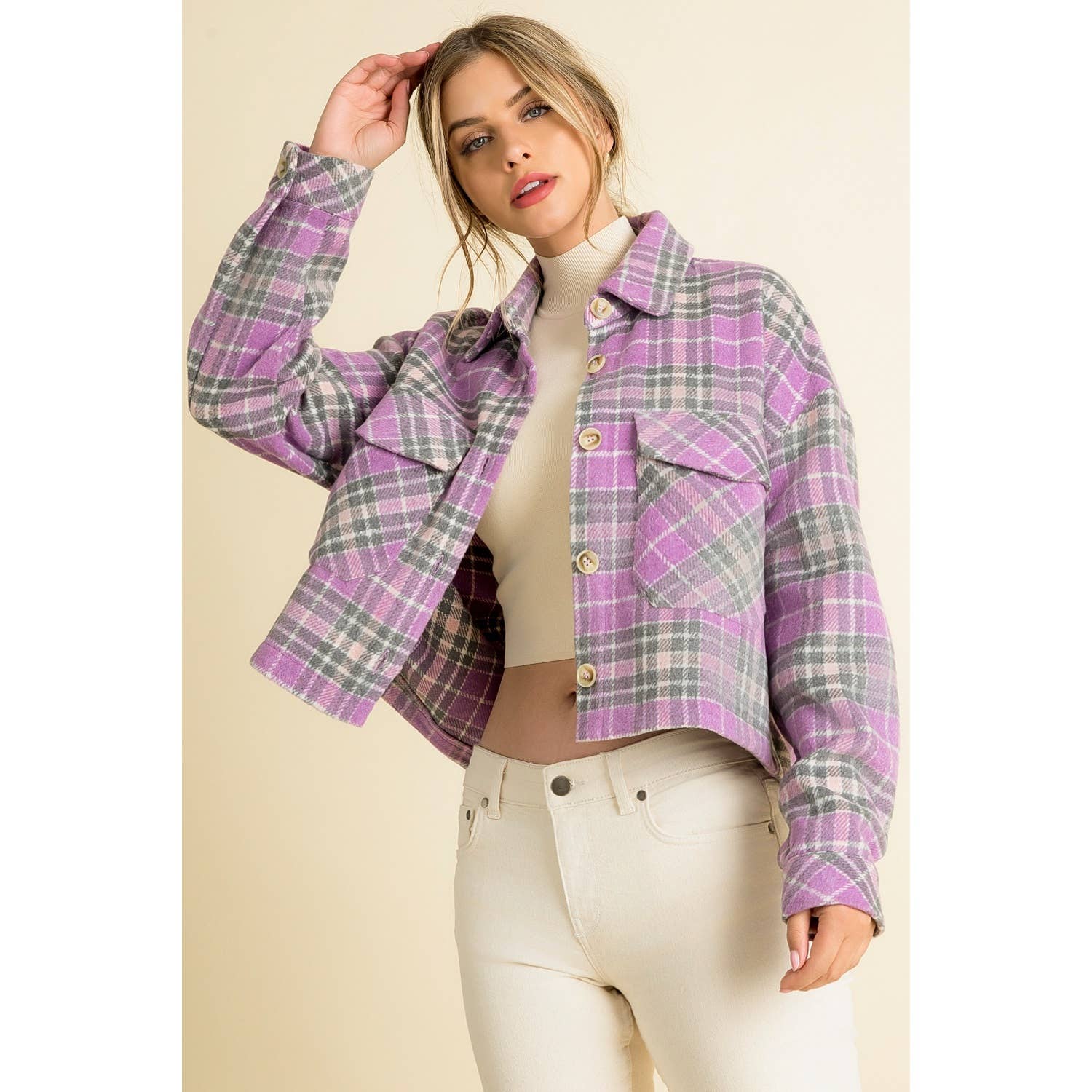 Plaid Cropped Shacket