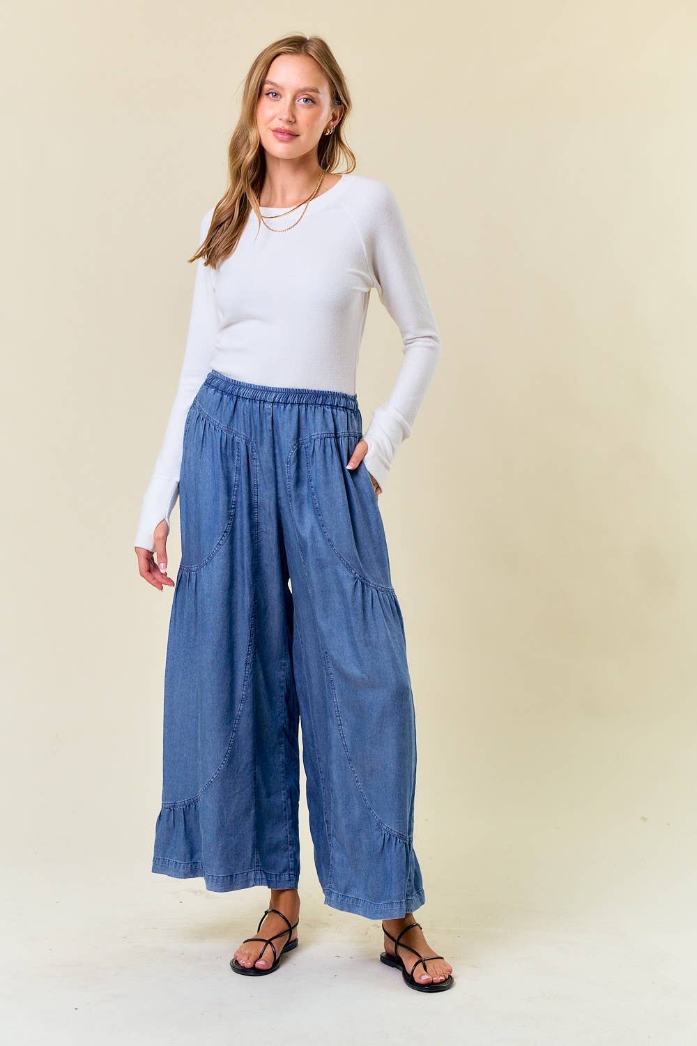 TENCEL WIDE LEG PANTS