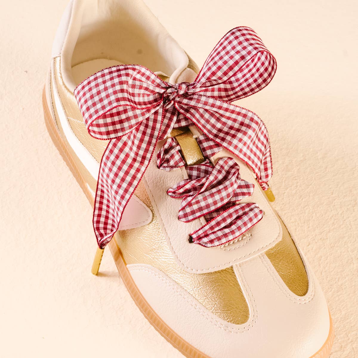 Step It Up Shoelaces–Gingham Burgundy