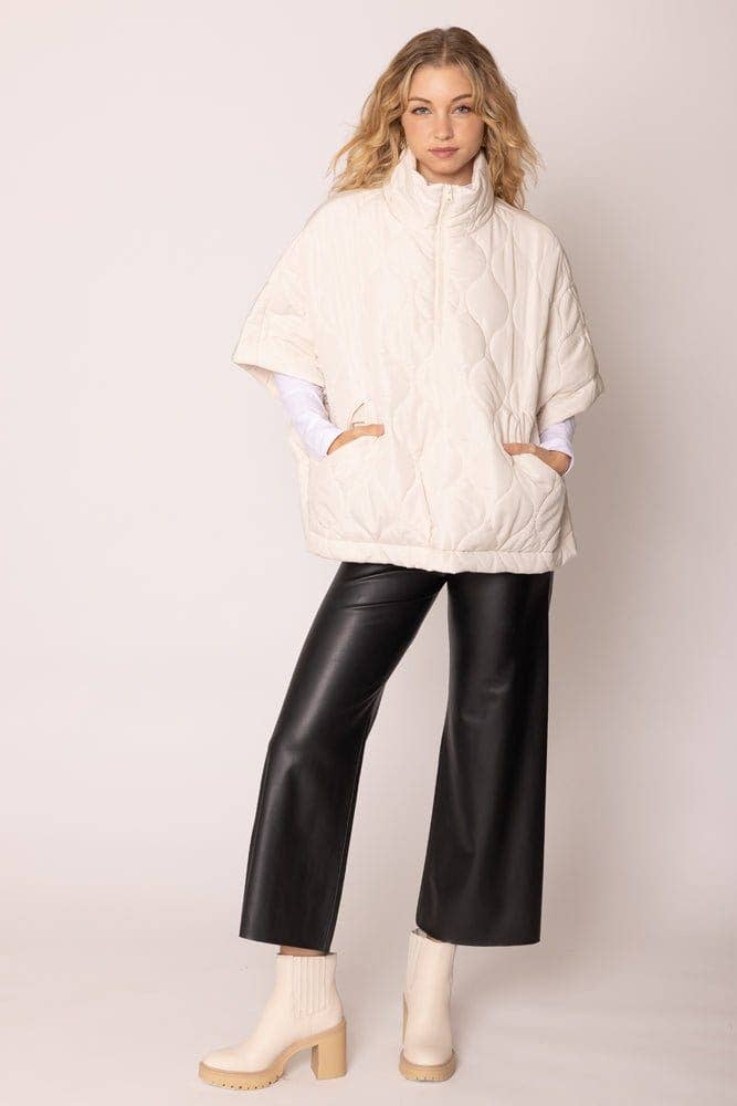 Quarter Zip Quilted Puffer Poncho