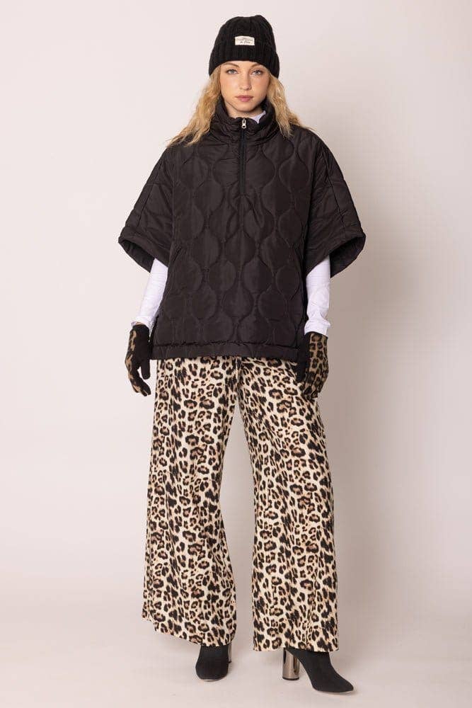 Quarter Zip Quilted Puffer Poncho