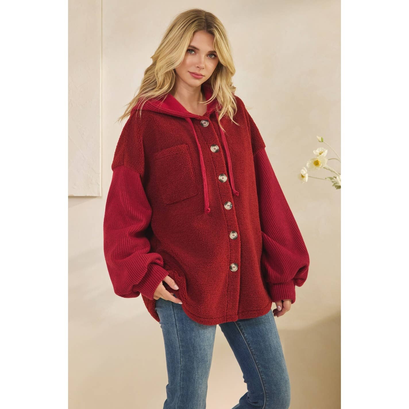 Rib Sherpha Hooded Shacket