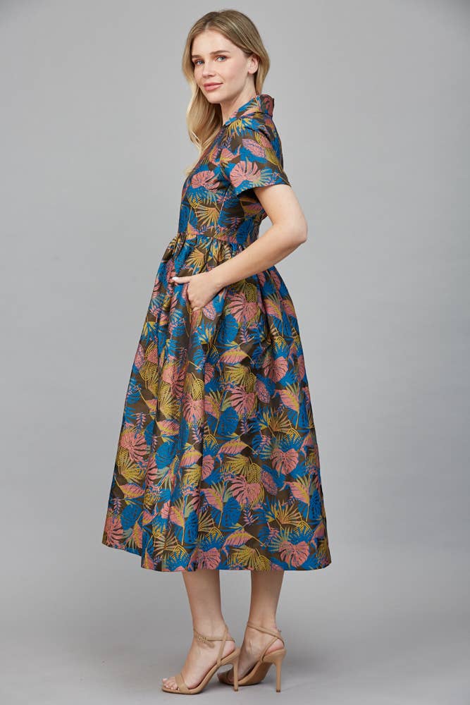 JACQUARD FABRIC MIDI DRESS