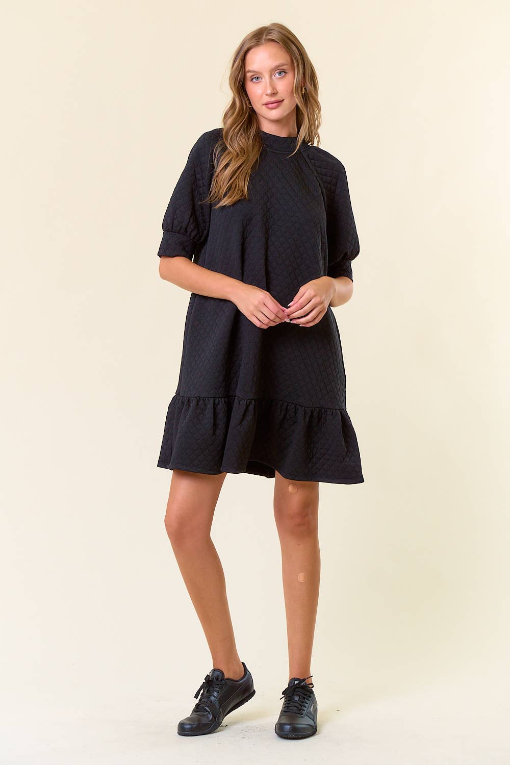 Quilted Mock Neck Mini Dress