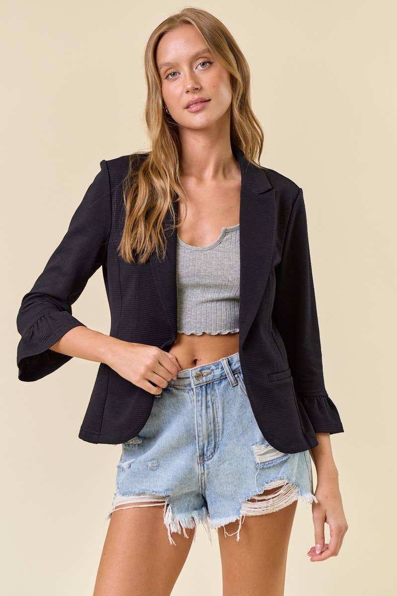 Ruffle Sleeve Blazer