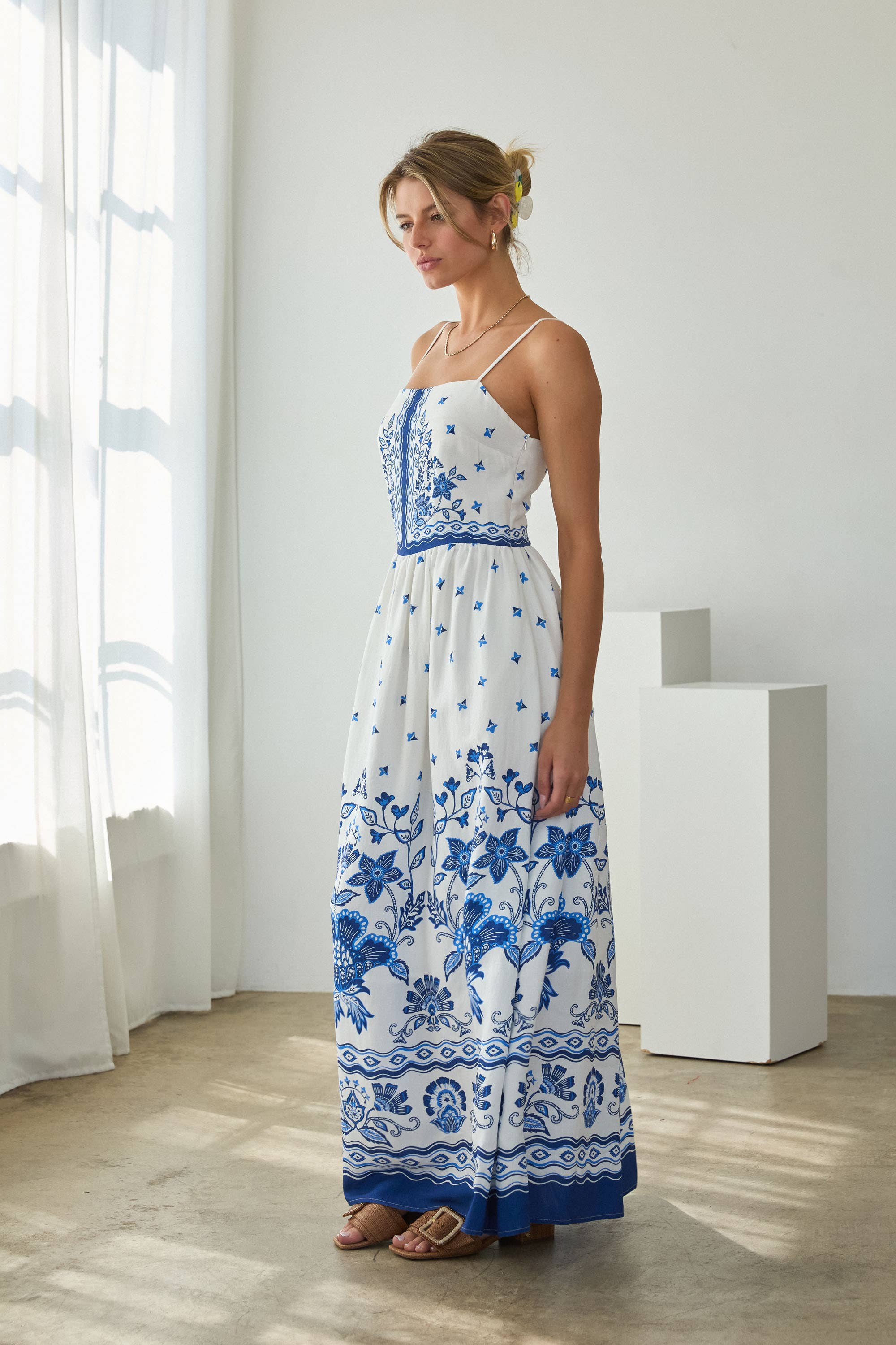 Border Print Maxi Dress