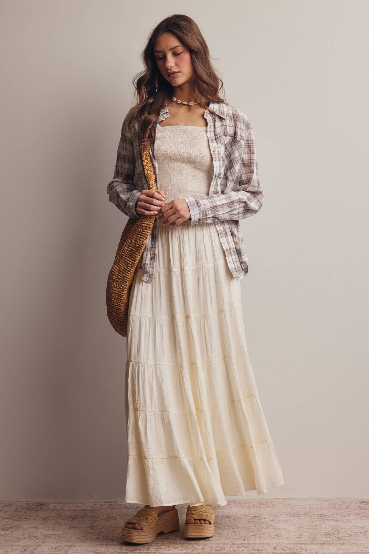 Soft Plaid Button-Up Shirt