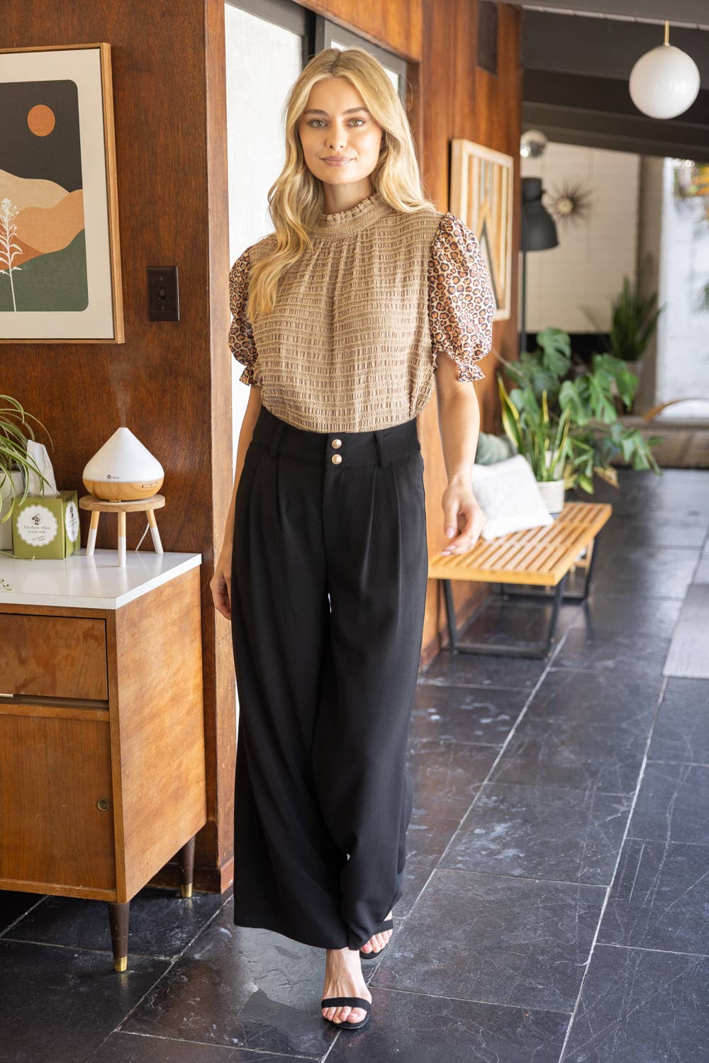 Leopard Printed Sleeve Top