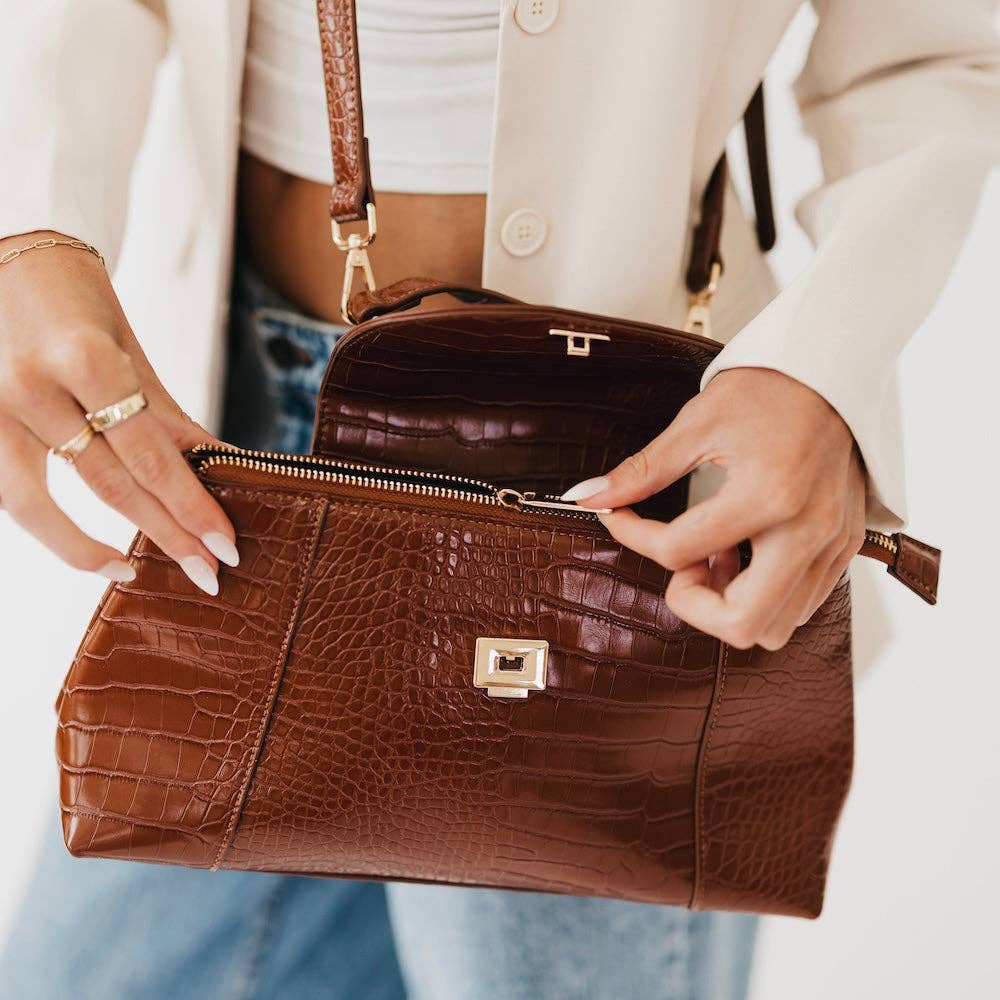 Elena Croc Embossed Crossbody