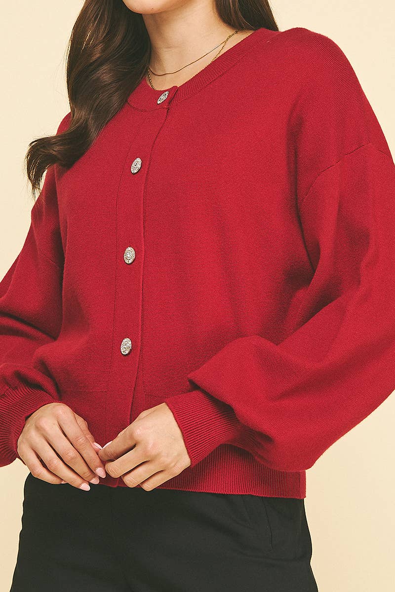 JEWEL BUTTON DOWN CARDIGAN