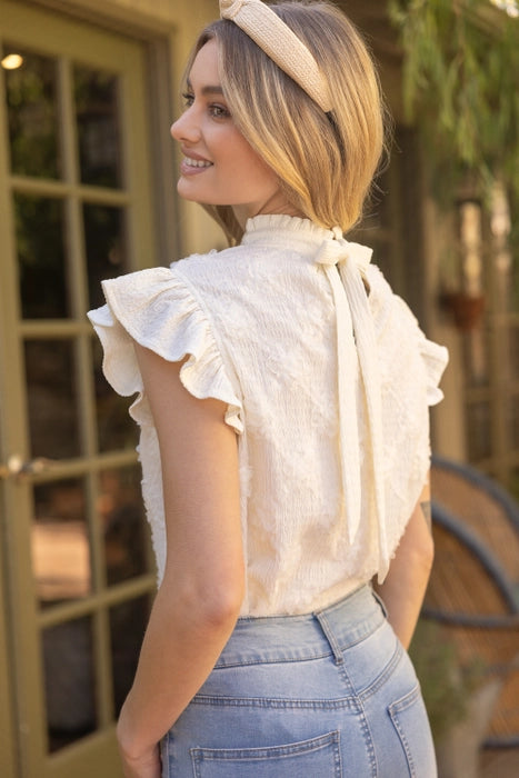 Ruffle Neck Floral Top