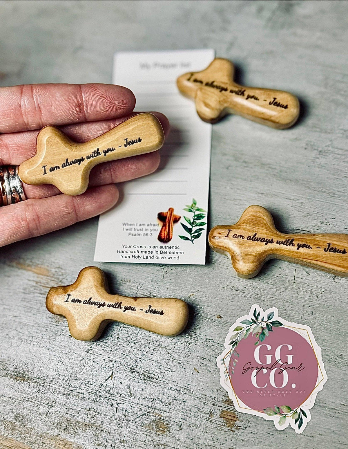 Engraved Olive Wood Comfort Prayer Cross