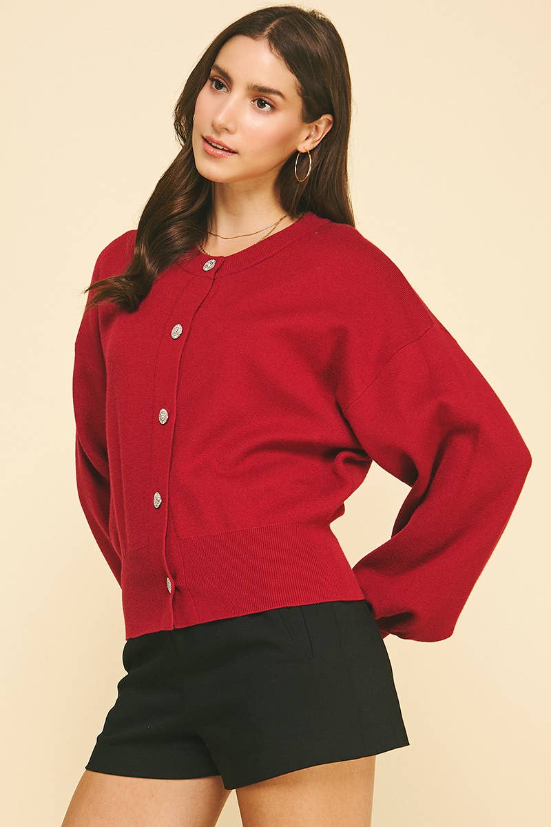 JEWEL BUTTON DOWN CARDIGAN