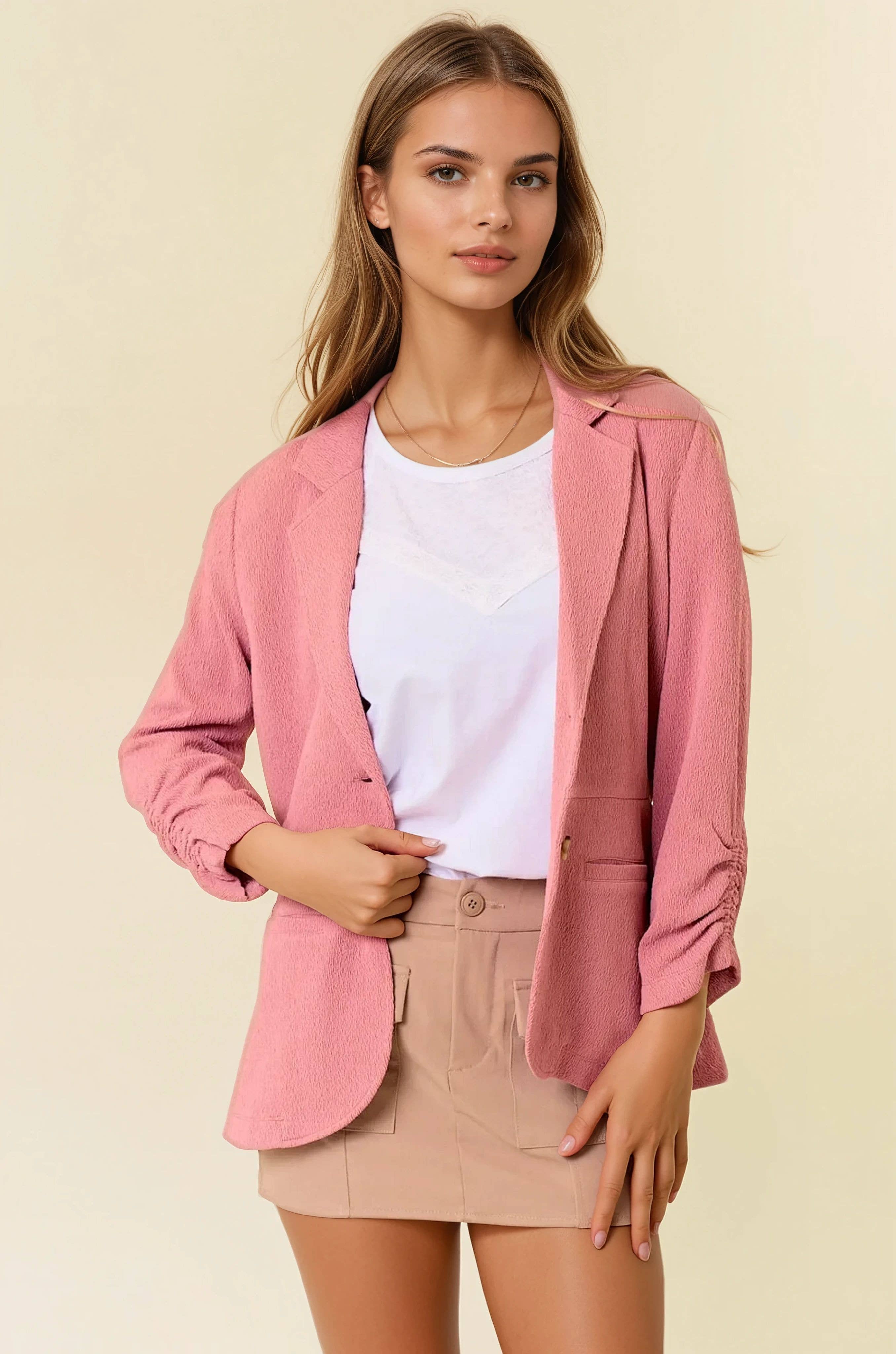 Cinched Sleeve Blazer