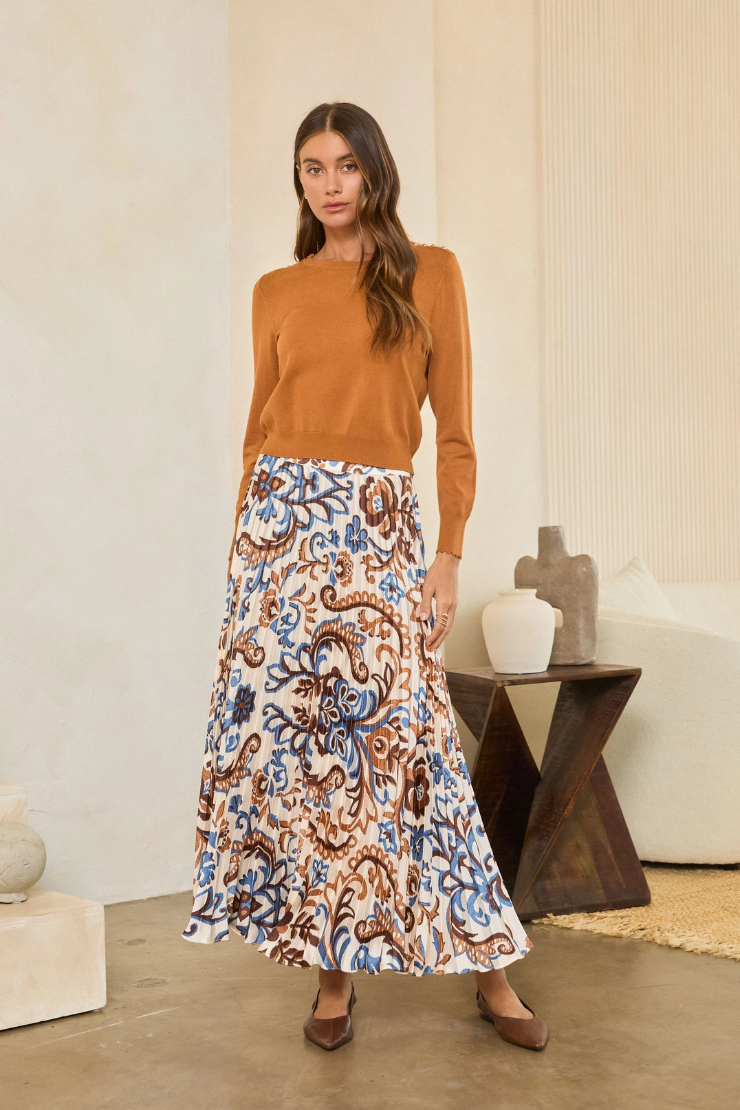 Pleated Midi Skirt