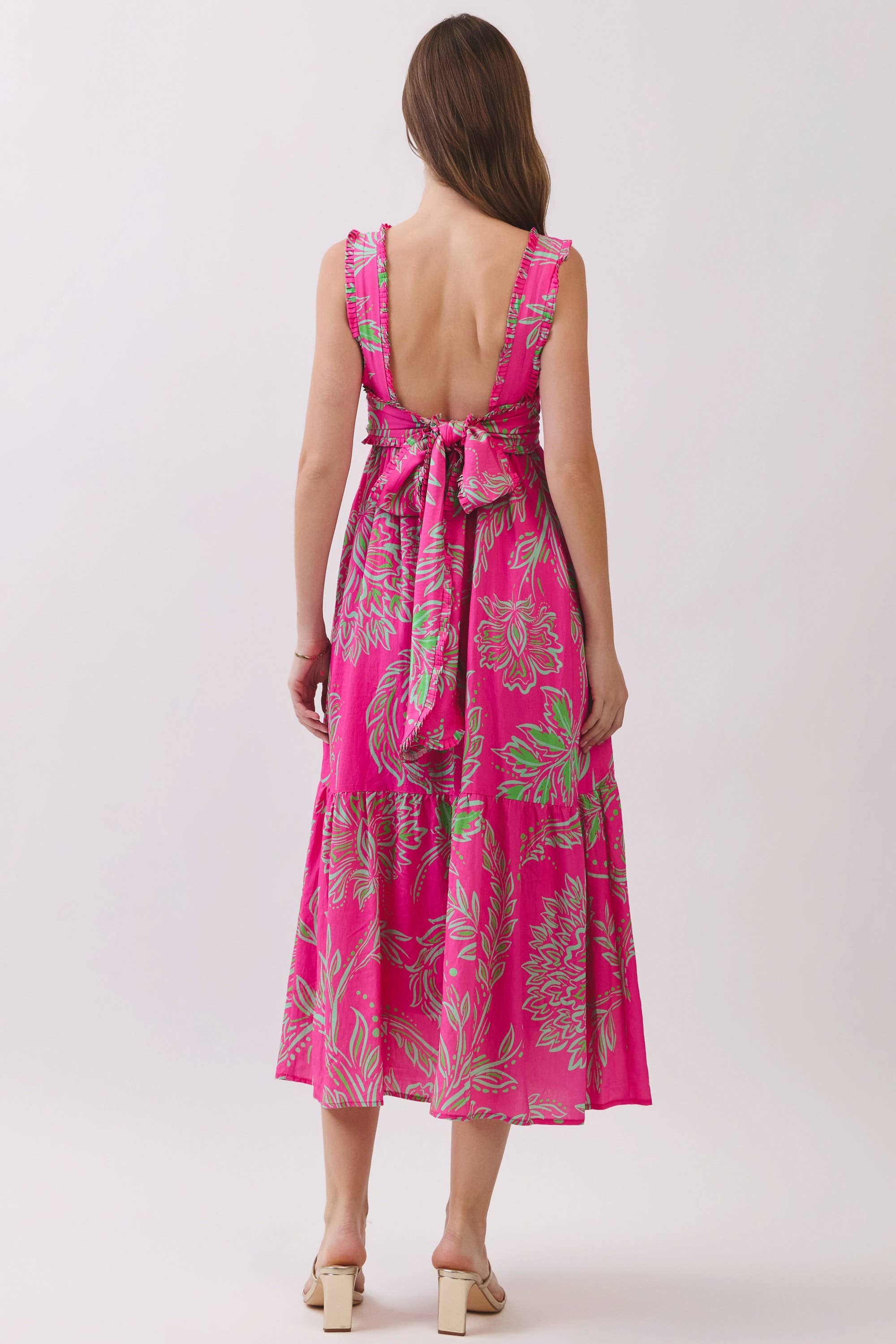Tropical Print Midi Dress