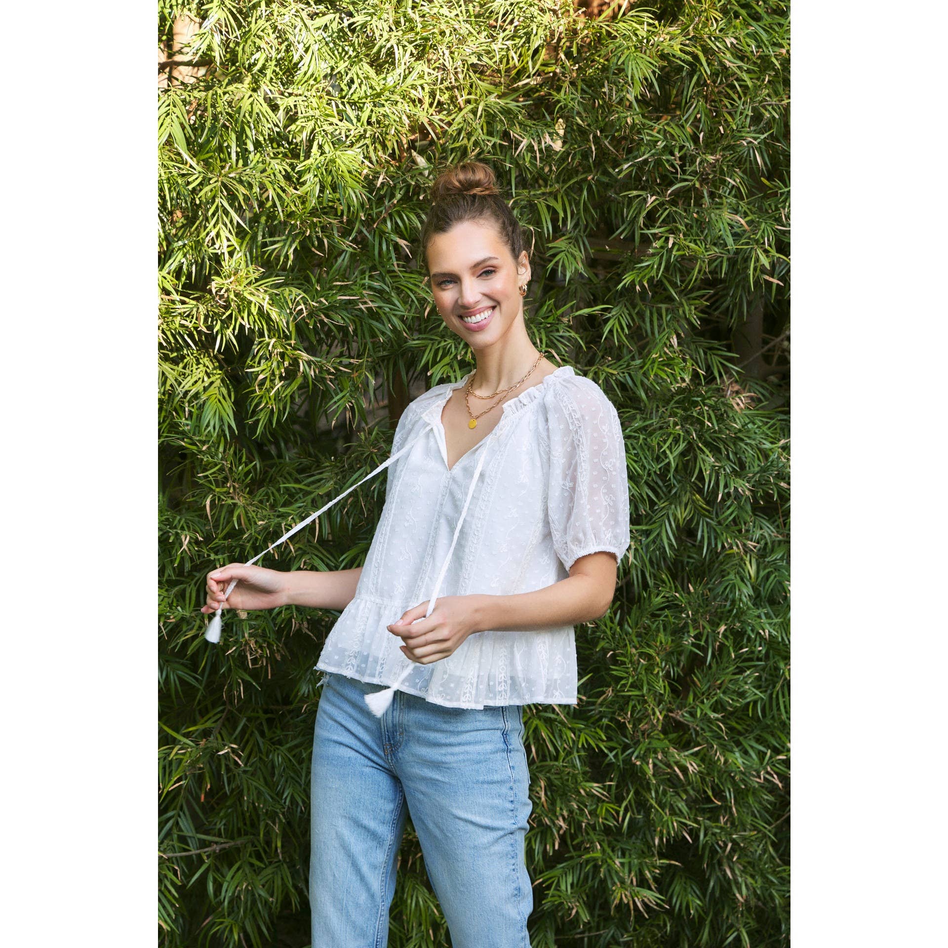 EMBROIDERED CHIFFON BLOUSE