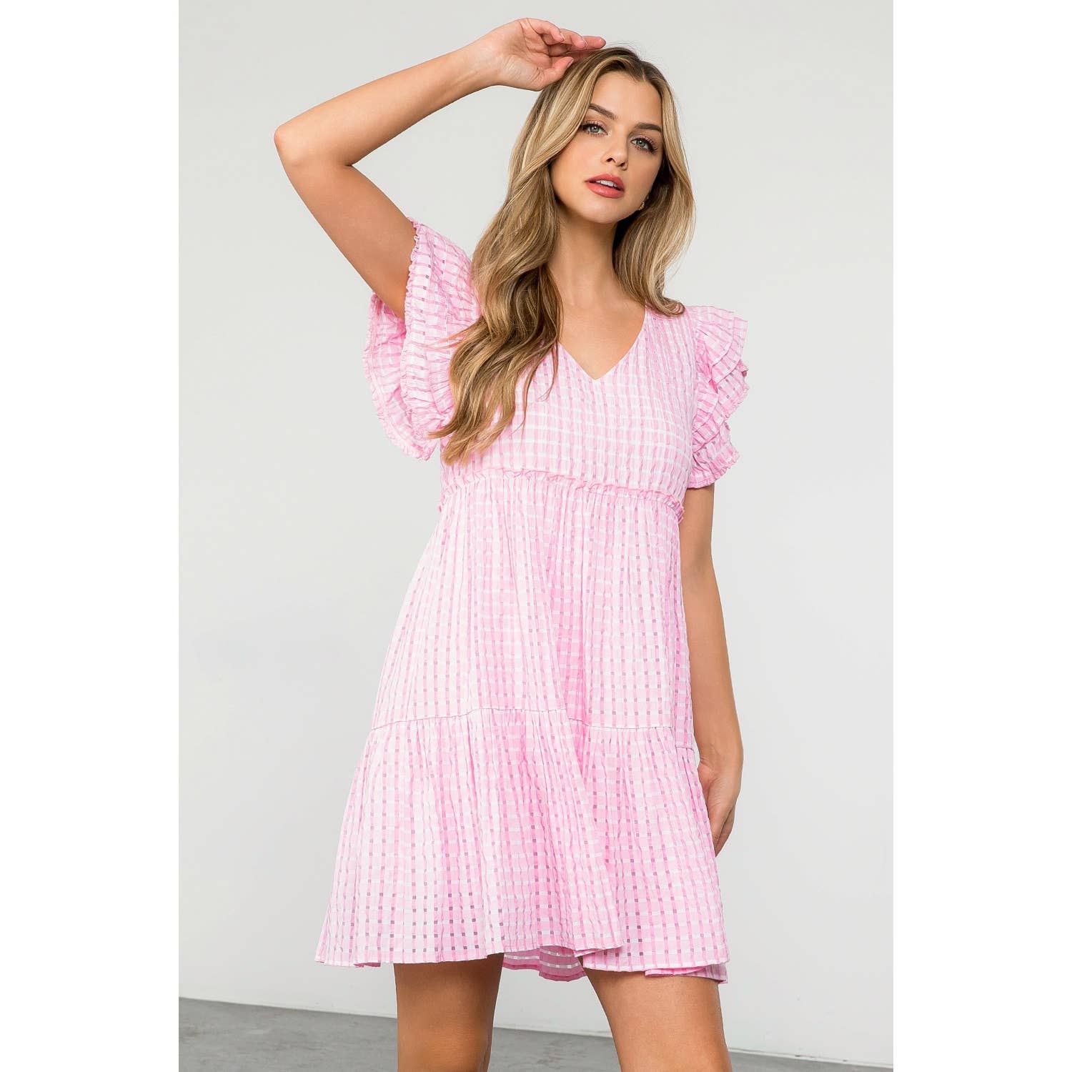 Flutter Sleeve Stripe Dress